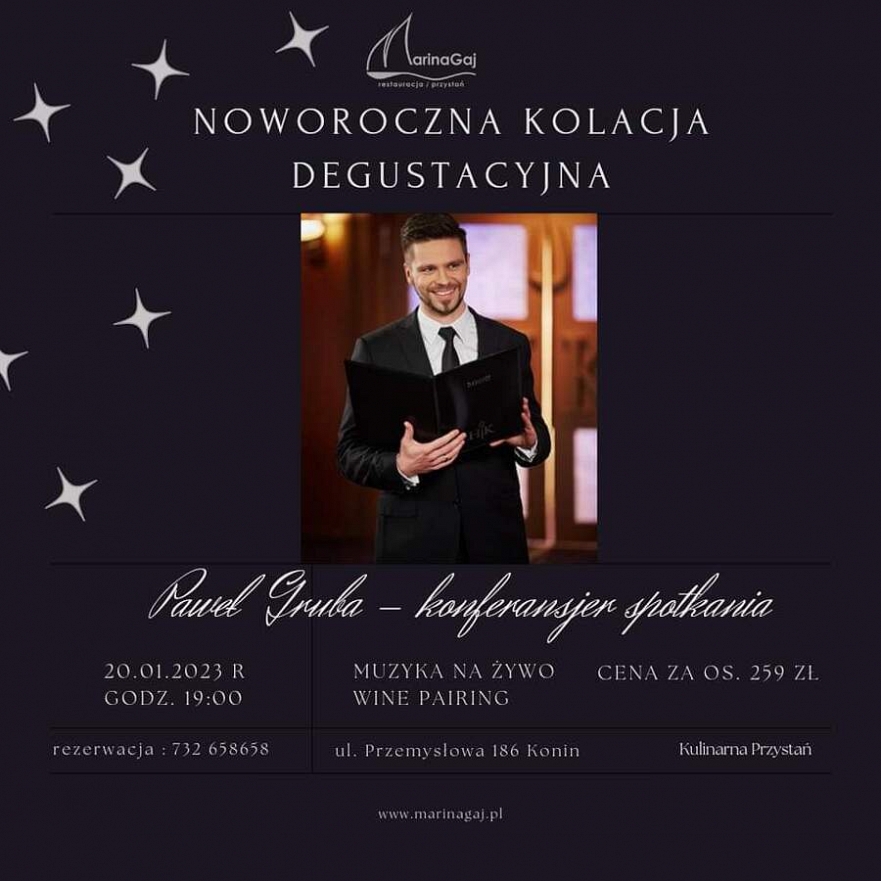 Noworoczna kolacja degustacyjna w Marinie Gaj