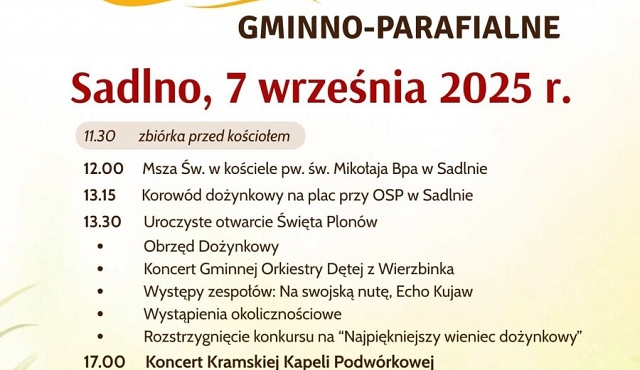 Dożynki gminno - parafialne w Sadlnie
