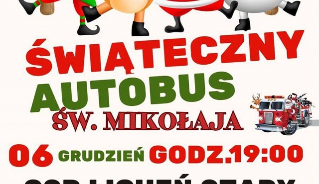 Świąteczny autobus św. Mikołaja w Licheniu