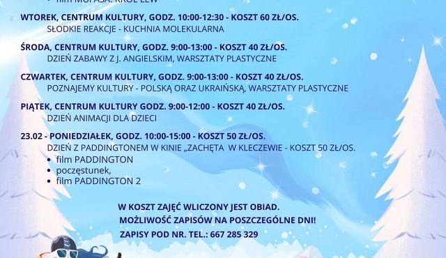 Ferie zimowe z Biblioteką-Centrum Kultury w Kleczewie