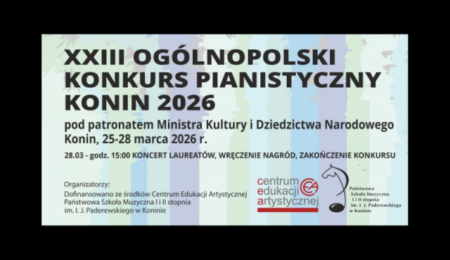 Koncert Laureatów XXIII Ogólnopolskiego Konkursu Pianistycznego Konin 2026
