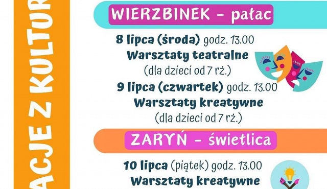 Warsztaty teatralne i kreatywne w gminie Wierzbinek