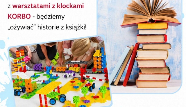 Lekcja biblioteczna i warsztaty z klockami korbo w Bibliotece Grodziec