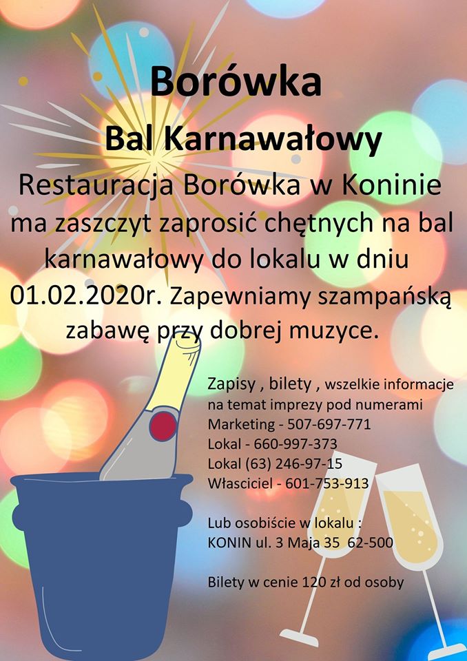 Bal Karnawałowy w Restauracji "Borówka"