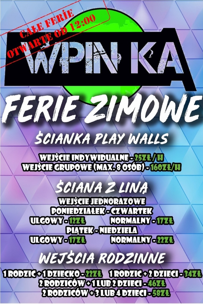 Aktywne ferie na ściance WPINKA