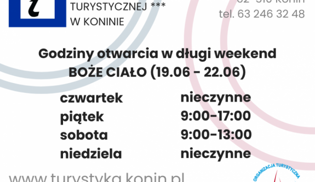 Godziny otwarcia biura w długi weekend