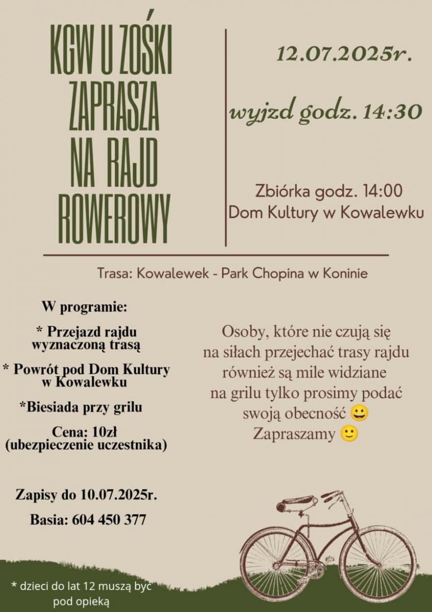 Rajd rowerowy ze startem w Kowalewku