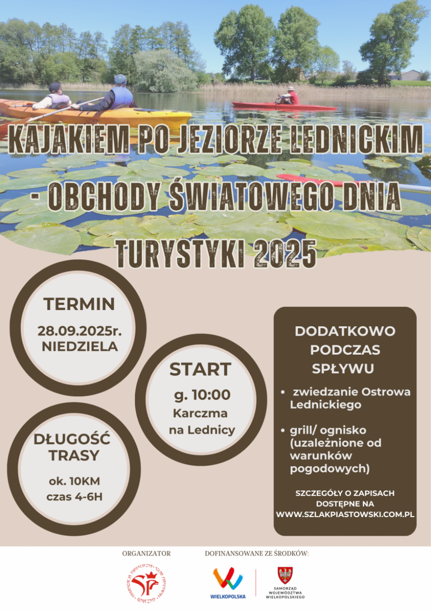 Spływ kajakowy po jeziorze Lednickim