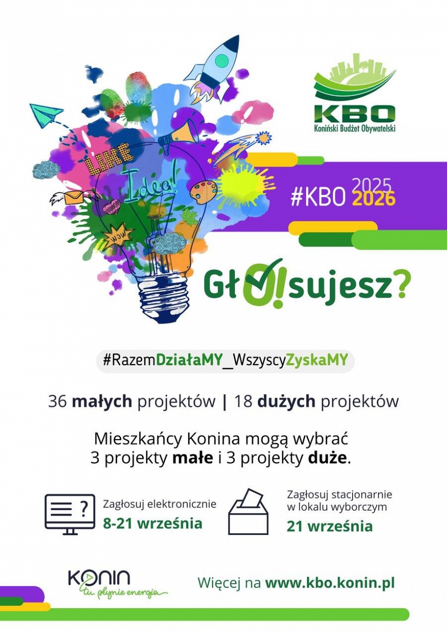 Głosowanie na projekty w Konińskim Budżecie Obywatelskim