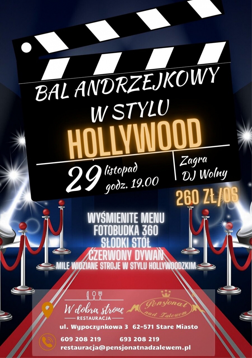 Bal Andrzejkowy w stylu Hollywood w Restauracji w Dobrą Stronę