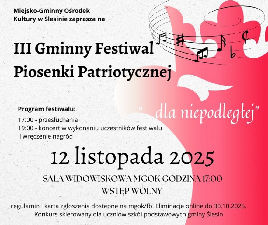 III Gminny Festiwal Piosenki Patriotycznej w Ślesinie
