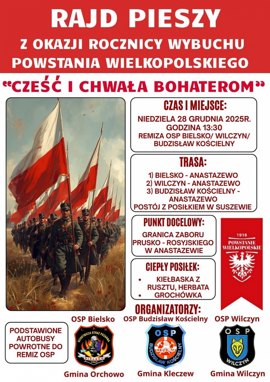 Rajd pieszy z okazji rocznicy wybuchu Powstania Wielkopolskiego