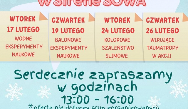 Ferie zimowe w Strefie SOWA