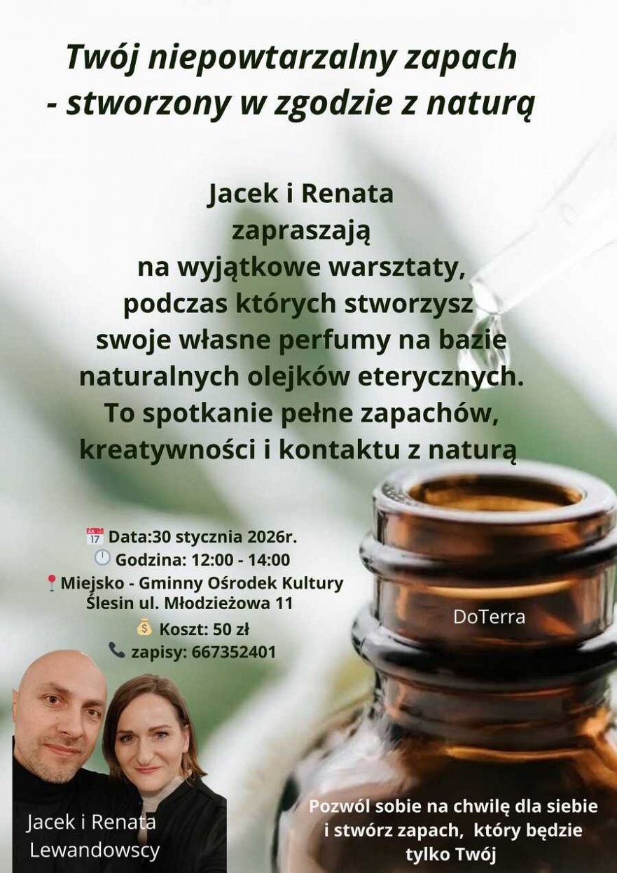 Warsztaty tworzenia perfum w Ślesinie