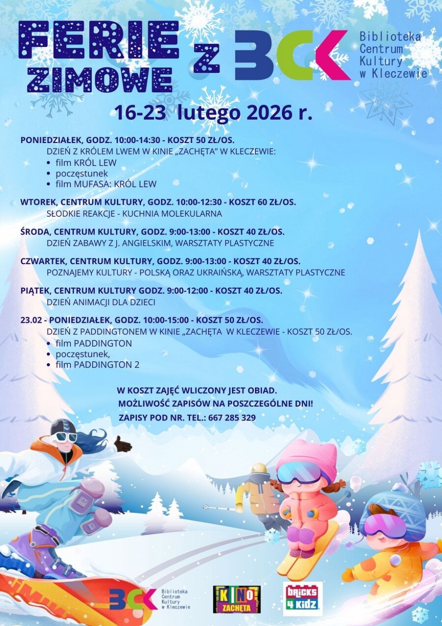 Ferie zimowe z Biblioteką-Centrum Kultury w Kleczewie