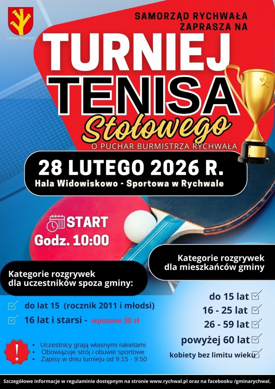Turniej Tenisa Stołowego w Rychwale