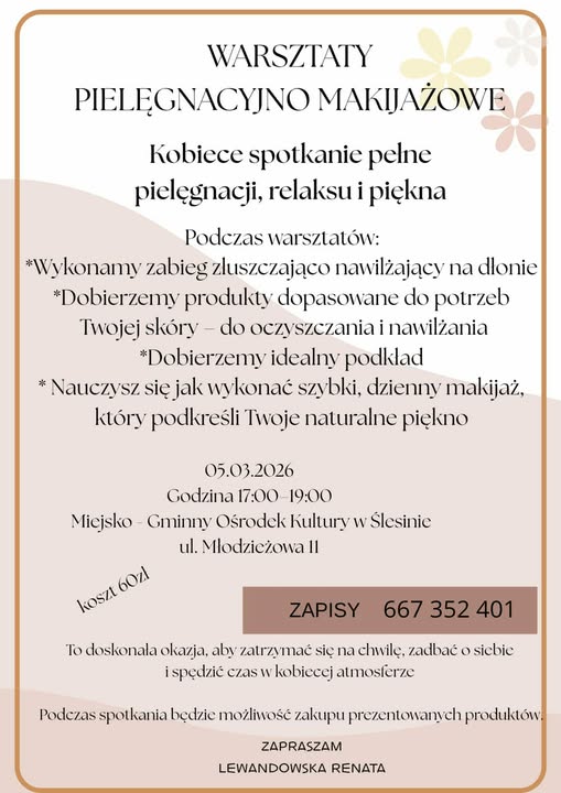 Warsztaty pielęgnacyjno-makijażowe w Ślesinie