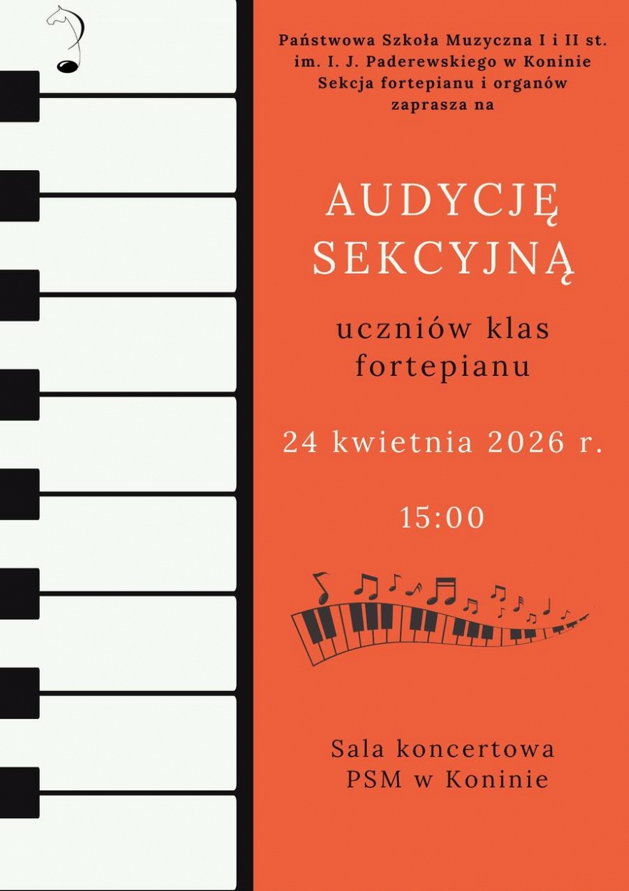 Audycja sekcyjna uczniów klas fortepianu Państwowej Szkoły Muzycznej I i II st. w Koninie