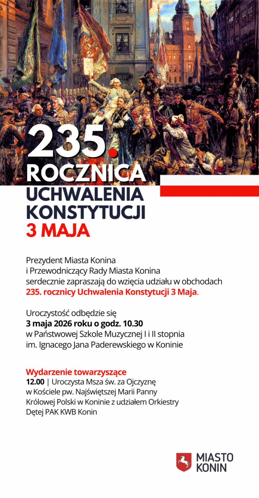 235. Rocznica Uchwalenia Konstytucji 3 Maja w Koninie