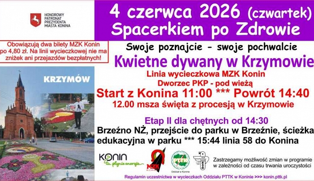 Spacerkiem po zdrowie: Kwietne dywany w Krzymowie