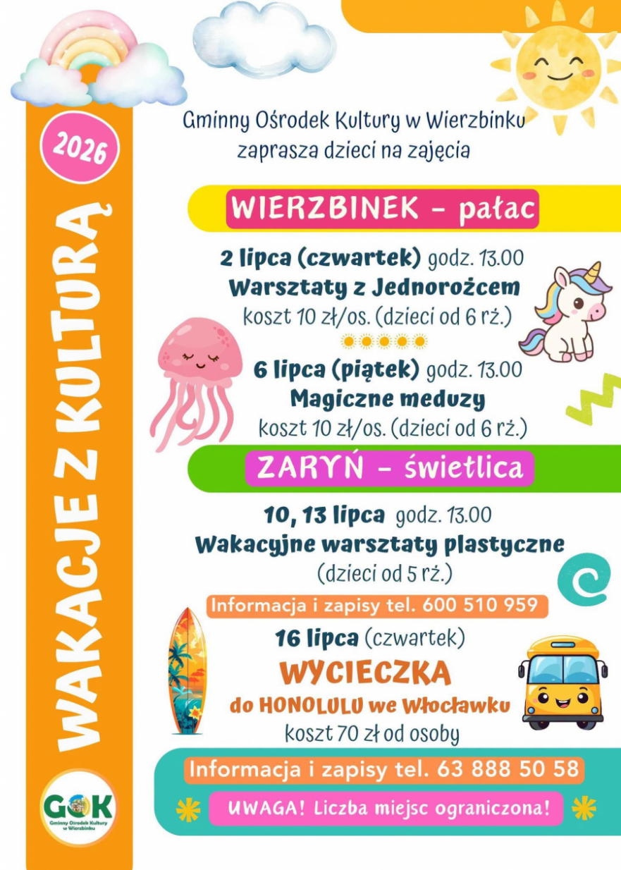 Wakacje z kulturą w GOK w Wierzbinku