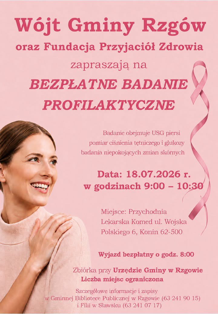 Bezpłatne badania profilaktyczne dla mieszkańców gminy Rzgów